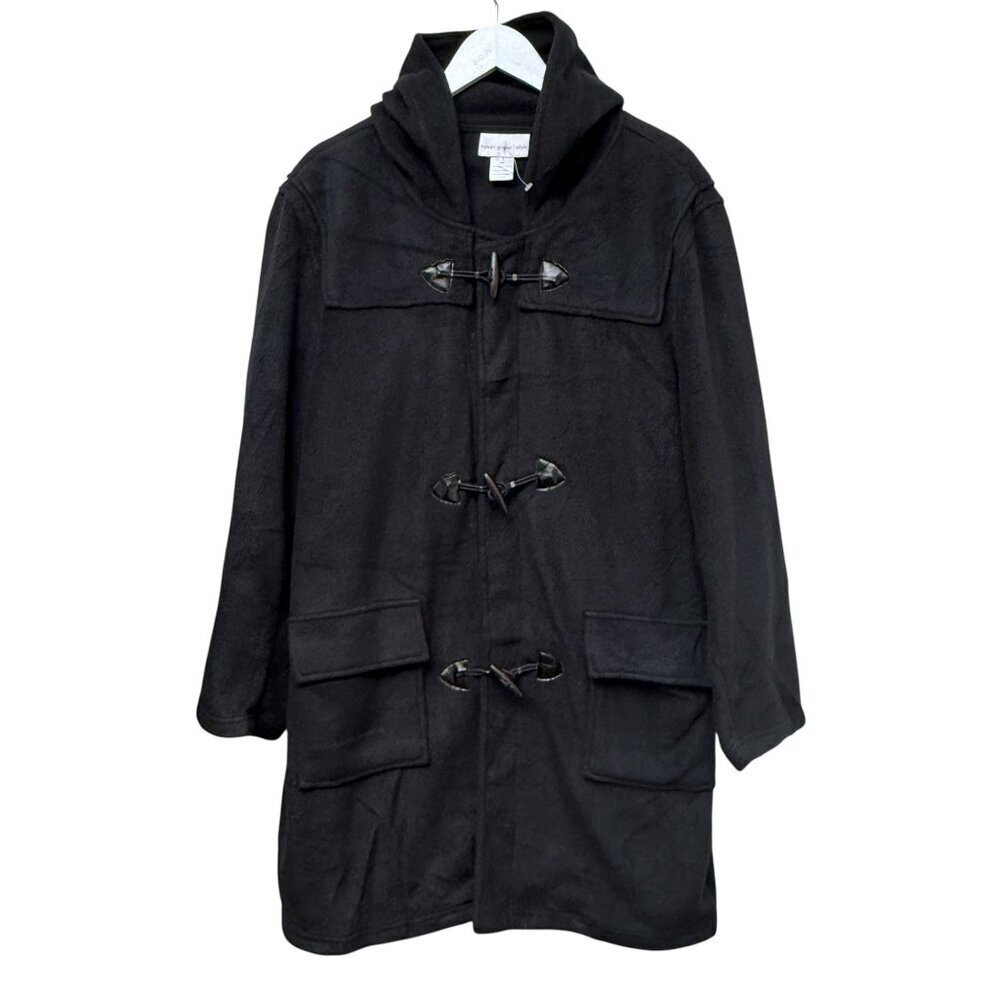 Susan Graver Toggle Coat Plus Size 1X Black Fleece Womens Jacket Casual Cozy